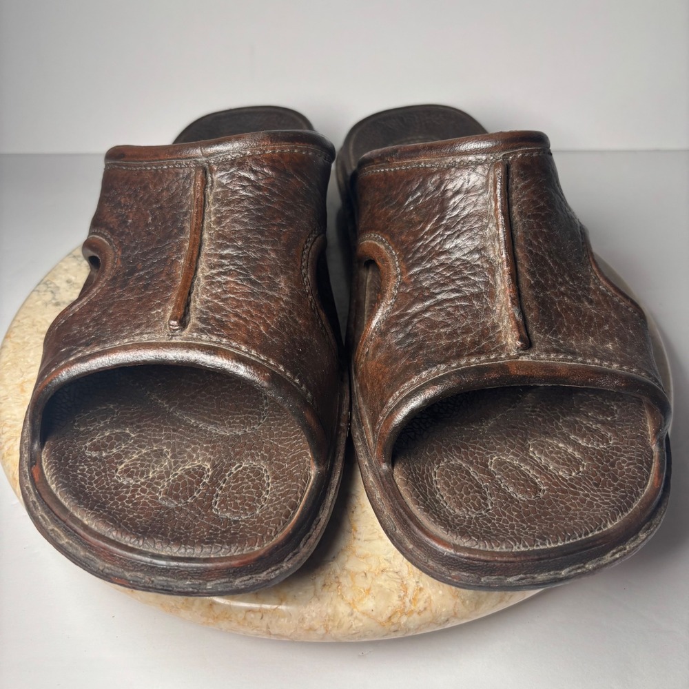 Pali Hawaii Sandals Size 12 Brown Classic Turtle Logo Slide Sandals Mens - Picture 4 of 6